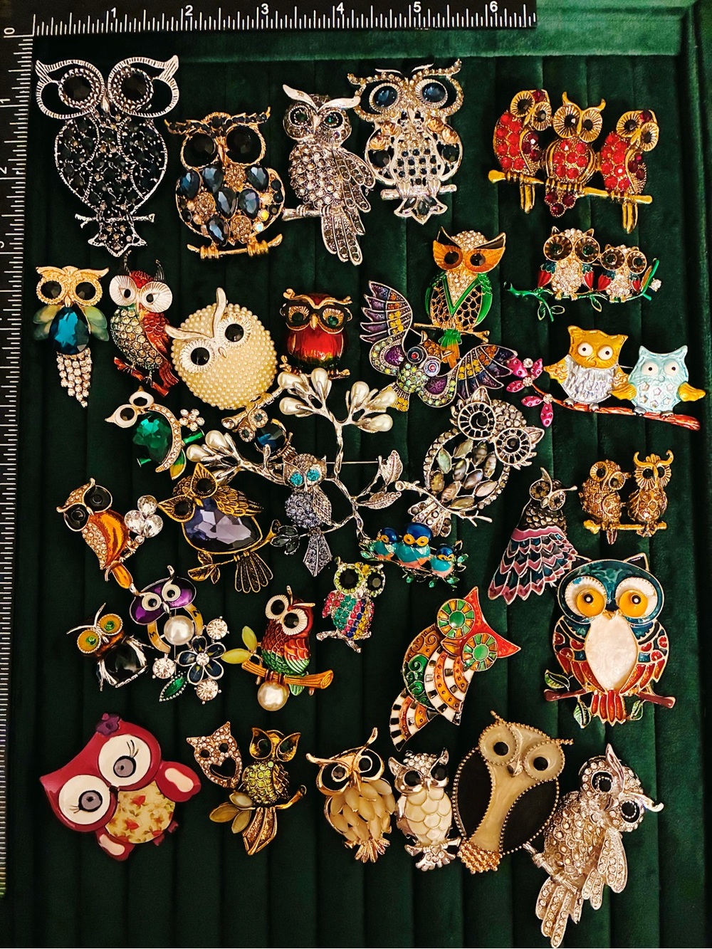 35pc Owl Brooch Pin Lot Rhinestone Crystal Enamel Cute Animal Gift